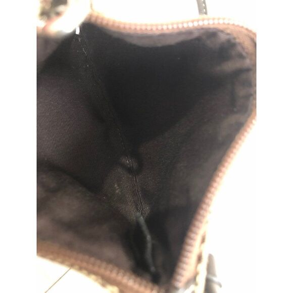 Coach Wristlet Clutch Brown Tan Canvas Signature Kissing C - Picture 4 of 4